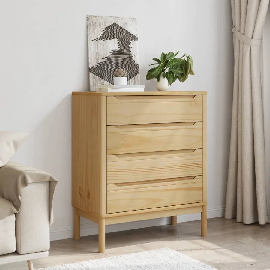 Commode FLORO cire marron bois de pin massif - 3