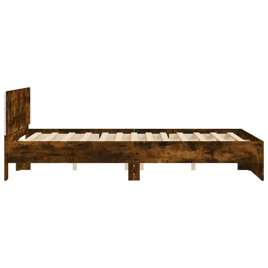 Cadre de lit avec tête de lit et LED chêne fumé 150x200 cm - 8