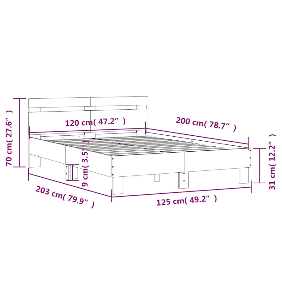 Cadre de lit avec LED sans matelas noir 120x200 cm - 16