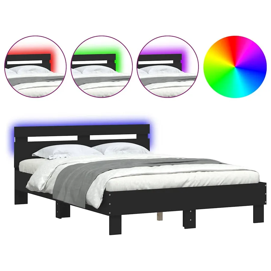 Cadre de lit avec LED sans matelas noir 120x200 cm - 2