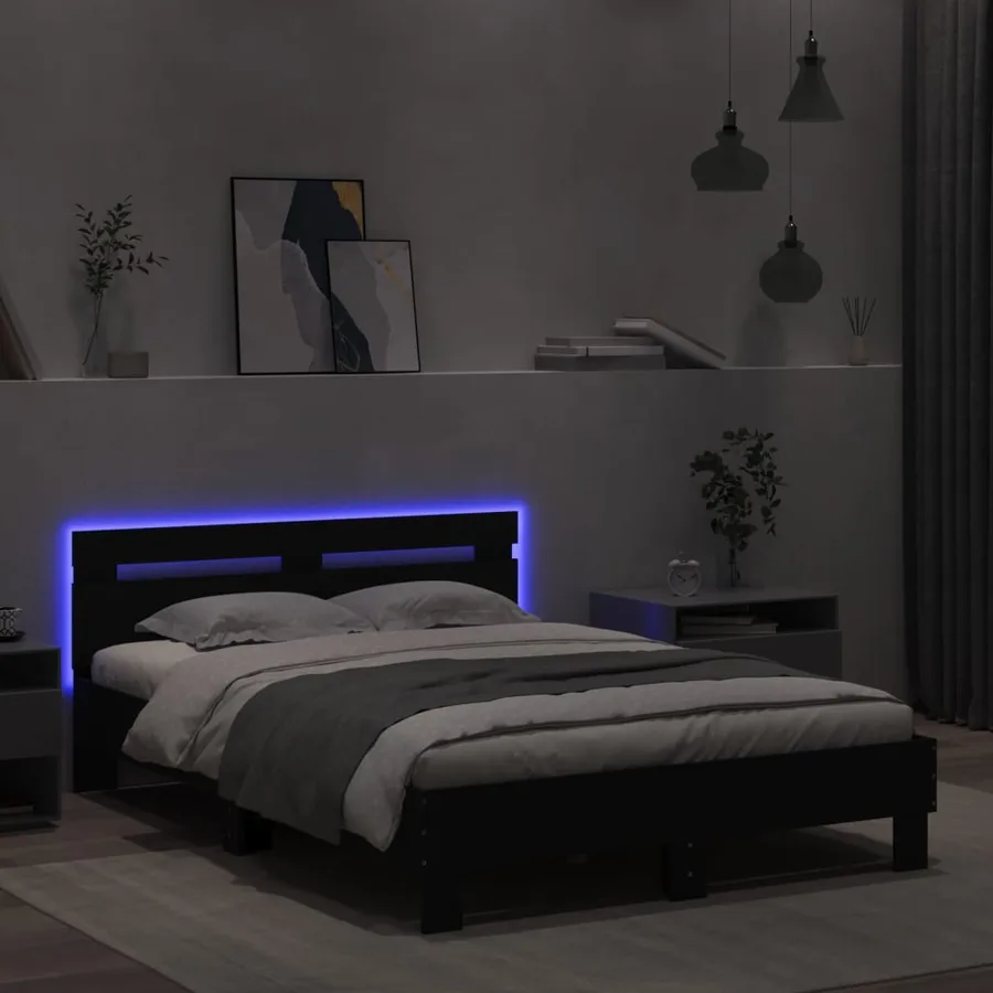 Cadre de lit avec LED sans matelas noir 120x200 cm - 4