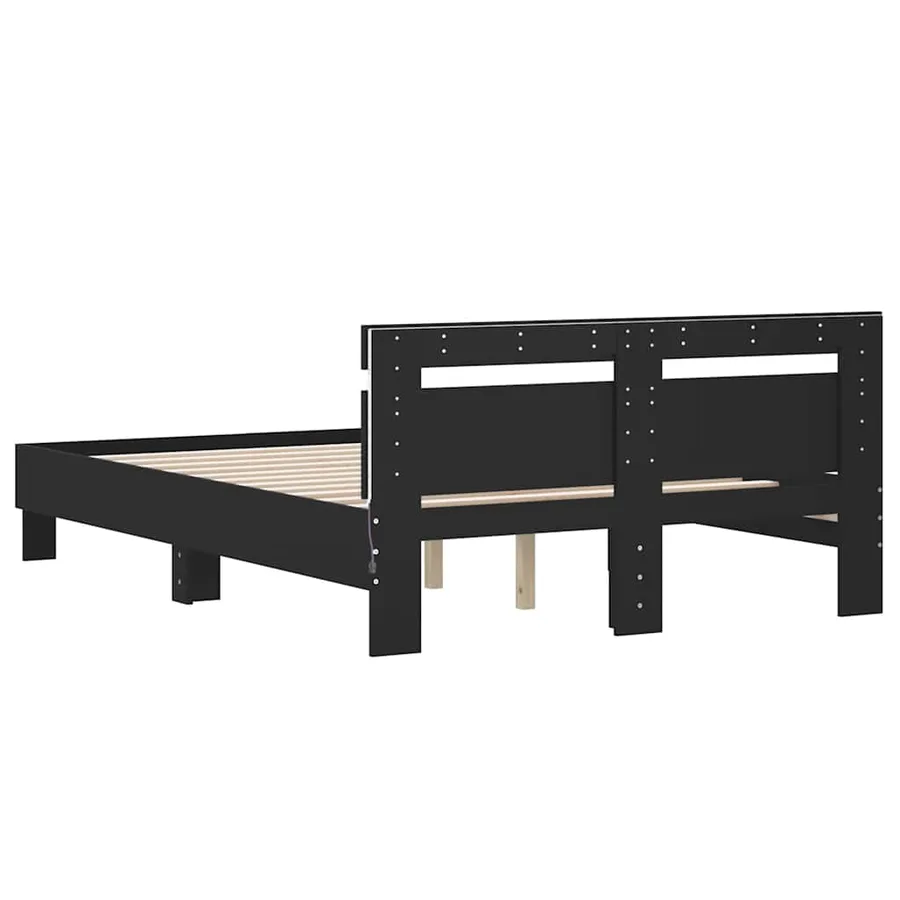 Cadre de lit avec LED sans matelas noir 120x200 cm - 9
