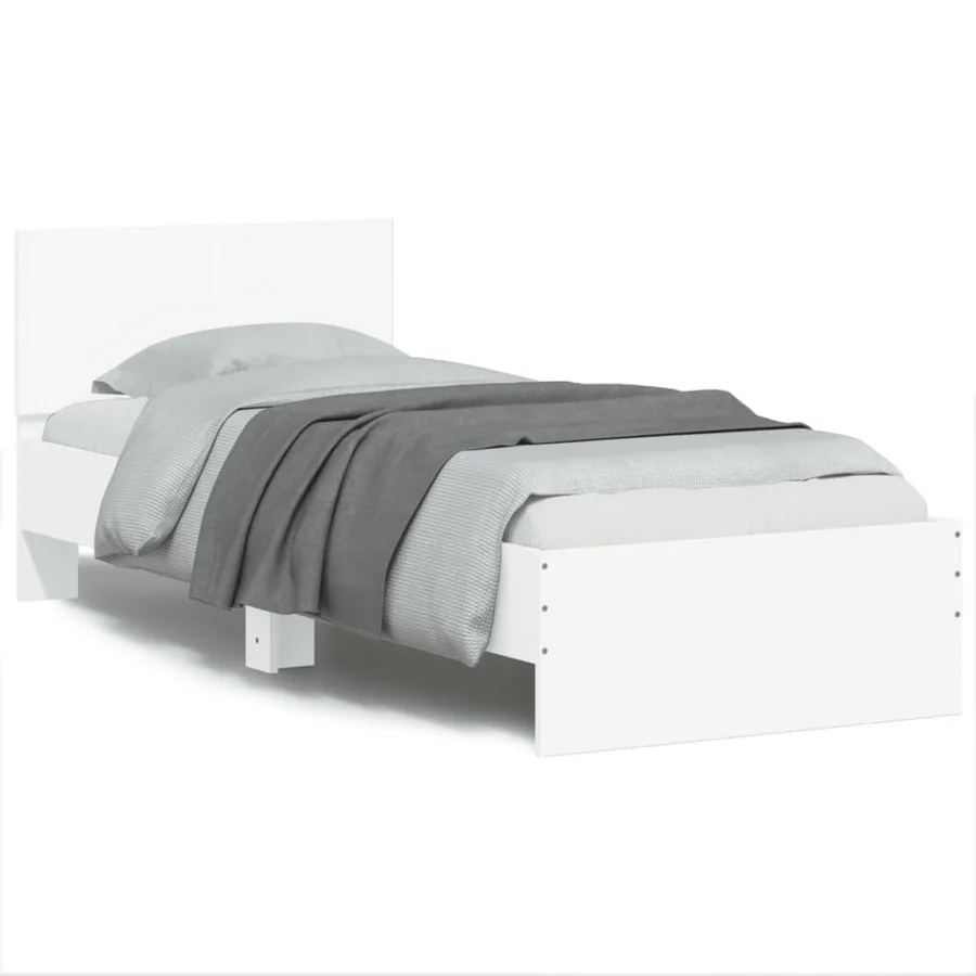 Cadre de lit sans matelas avec tête de lit blanc 90x200 cm - 2