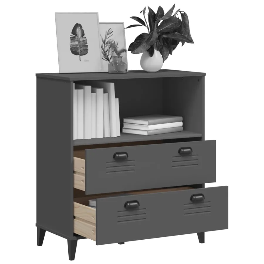 Bibliothèque VIKEN gris anthracite 80x40x90cm bois d'ingénierie - 4