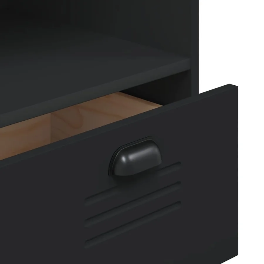 Buffet VIKEN noir 80x40x200 cm bois massif de pin - 10