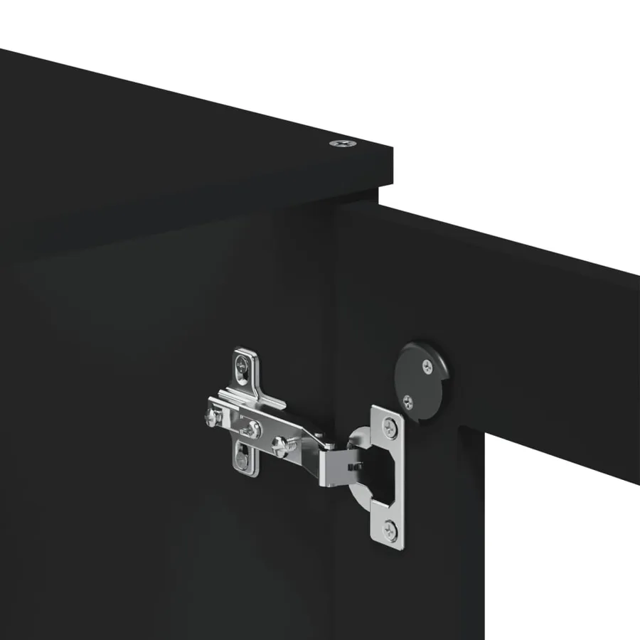 Buffet VIKEN noir 80x40x200 cm bois massif de pin - 11