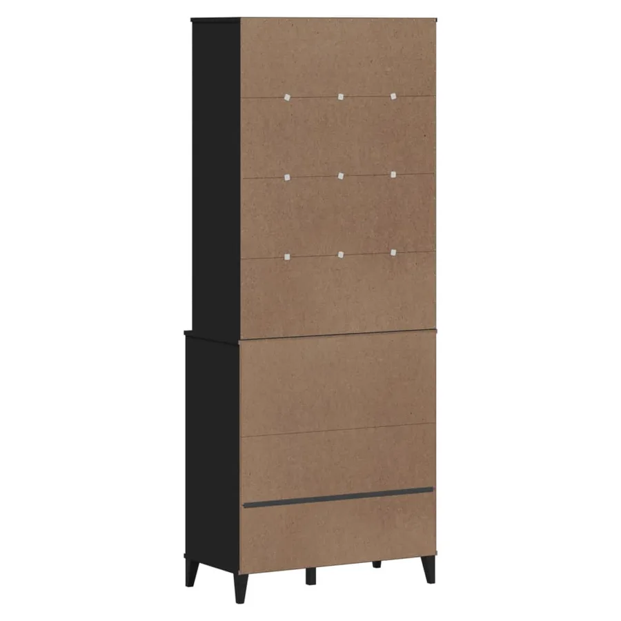 Buffet VIKEN noir 80x40x200 cm bois massif de pin - 7