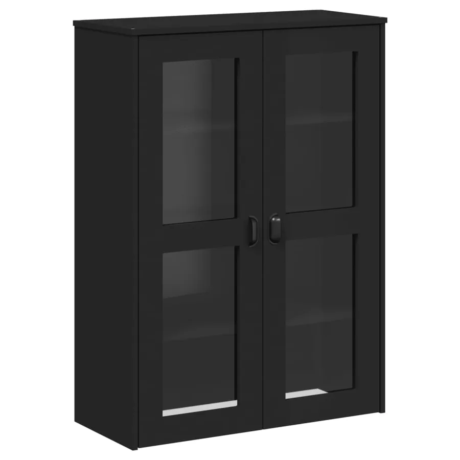 Buffet VIKEN noir 80x40x200 cm bois massif de pin - 8