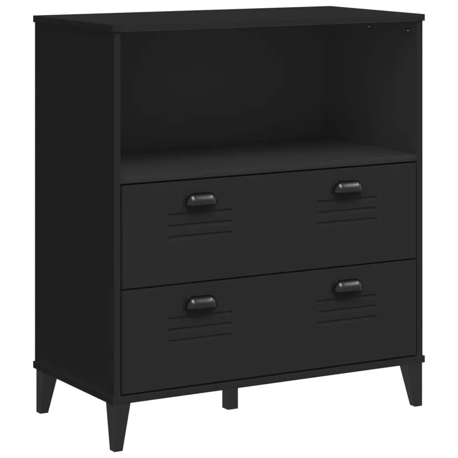 Buffet VIKEN noir 80x40x200 cm bois massif de pin - 9