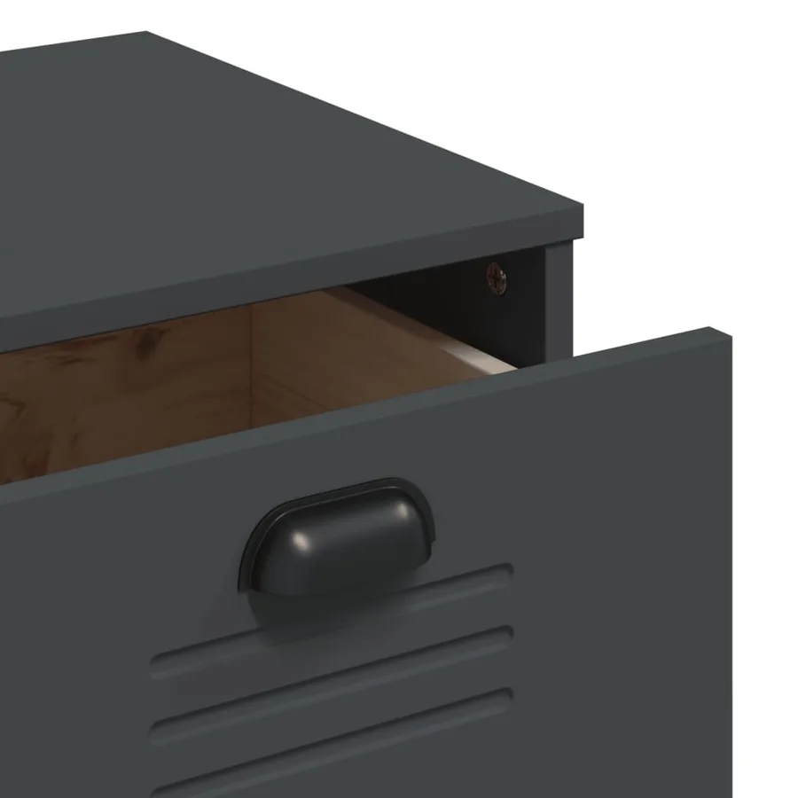 Buffet VIKEN gris anthracite 80x40x190 cm bois massif de pin - 10