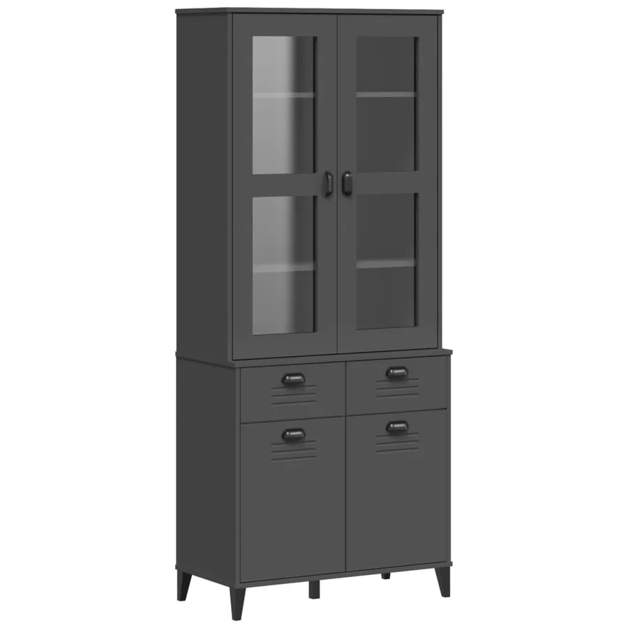 Buffet VIKEN gris anthracite 80x40x190 cm bois massif de pin - 2