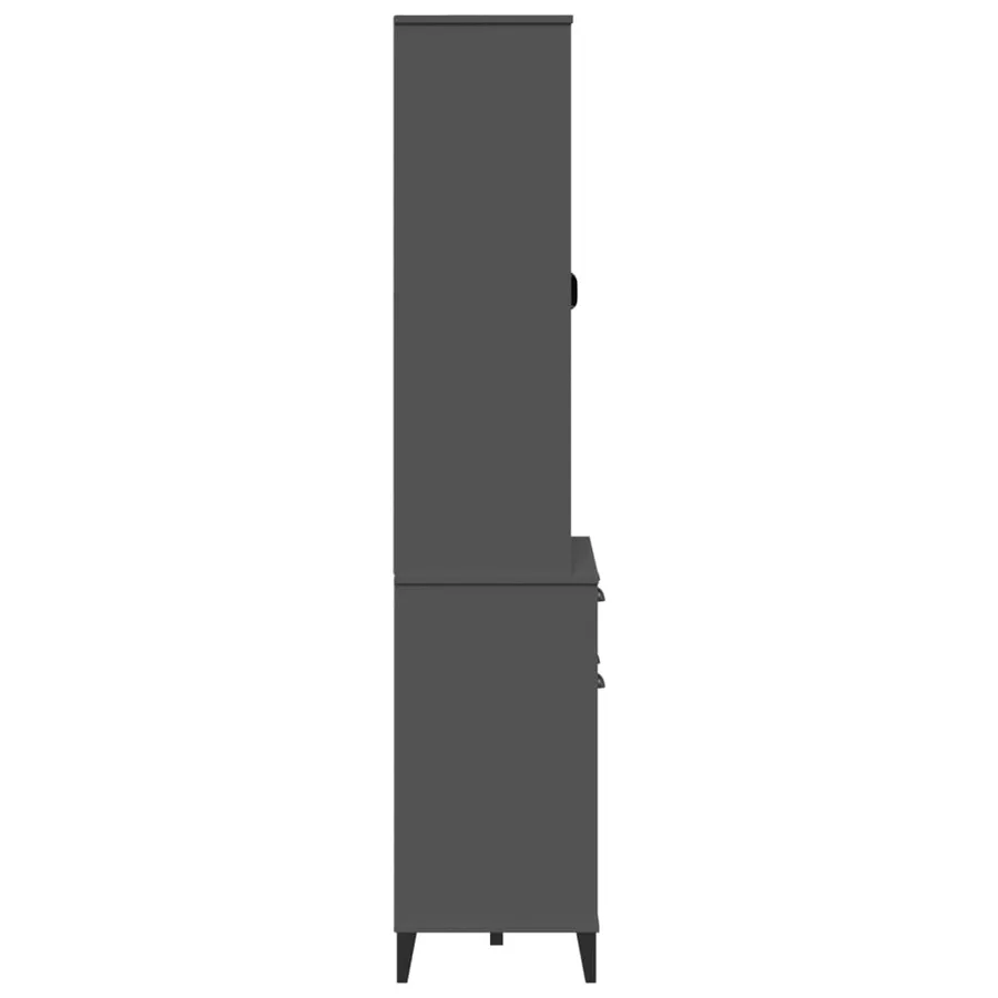 Buffet VIKEN gris anthracite 80x40x190 cm bois massif de pin - 6
