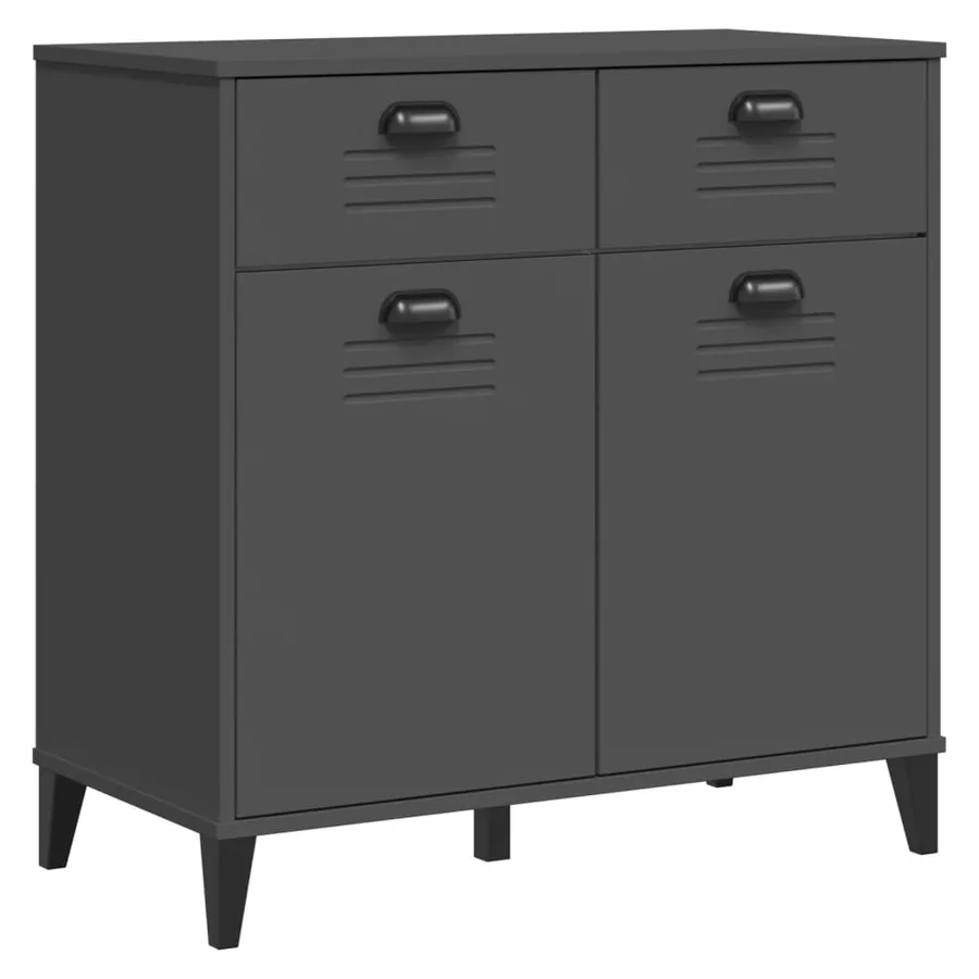 Buffet VIKEN gris anthracite 80x40x190 cm bois massif de pin - 9