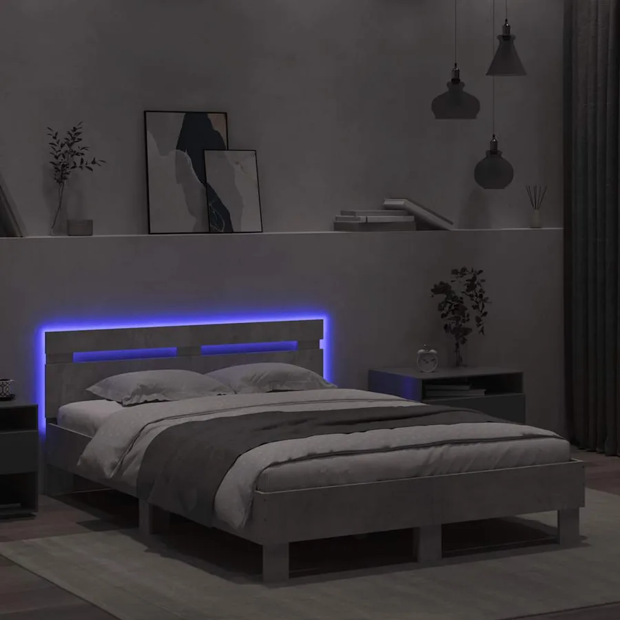 Cadre de lit avec LED sans matelas gris béton 120x200 cm - 4