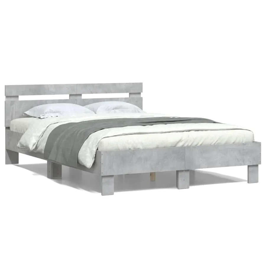 Cadre de lit avec LED sans matelas gris béton 120x200 cm - 5