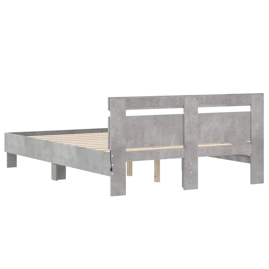 Cadre de lit avec LED sans matelas gris béton 120x200 cm - 9