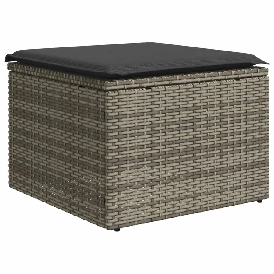 Salon de jardin avec coussins 7 pcs gris résine tressée - 5