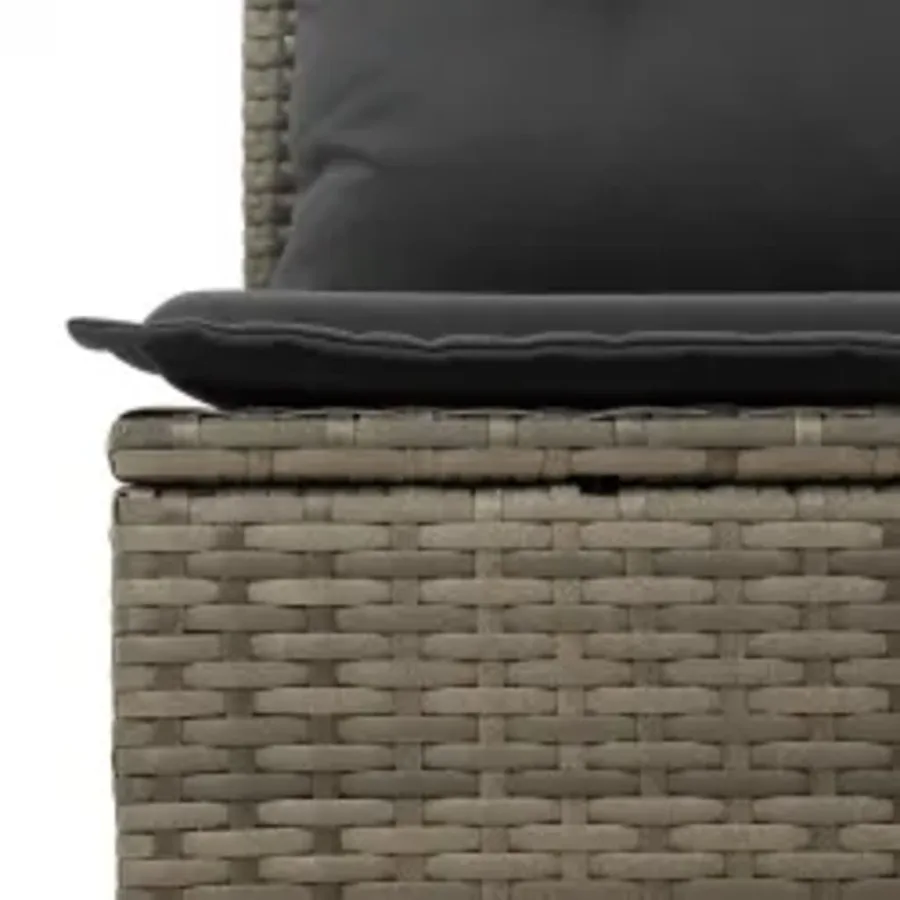 Salon de jardin 8 pcs avec coussins gris résine tressée - 8