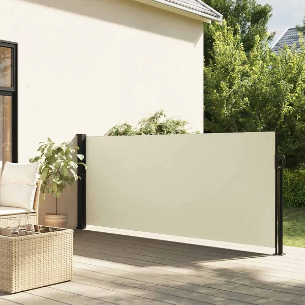 Auvent latéral rétractable crème 140x600 cm