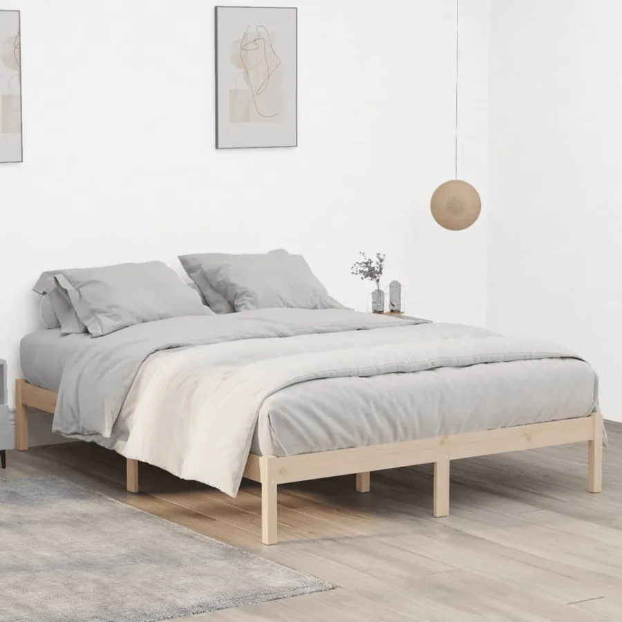 Cadre de lit sans matelas 152x203 cm bois massif de pin - 4