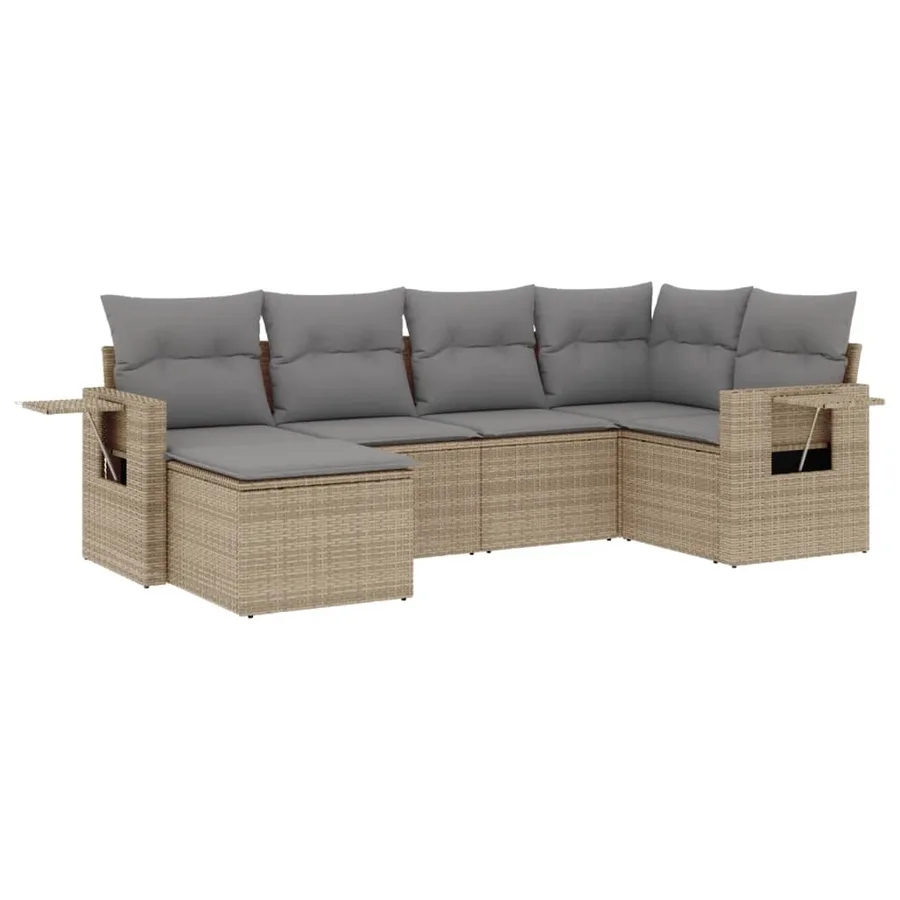 Salon de jardin avec coussins 6 pcs beige résine tressée - 2