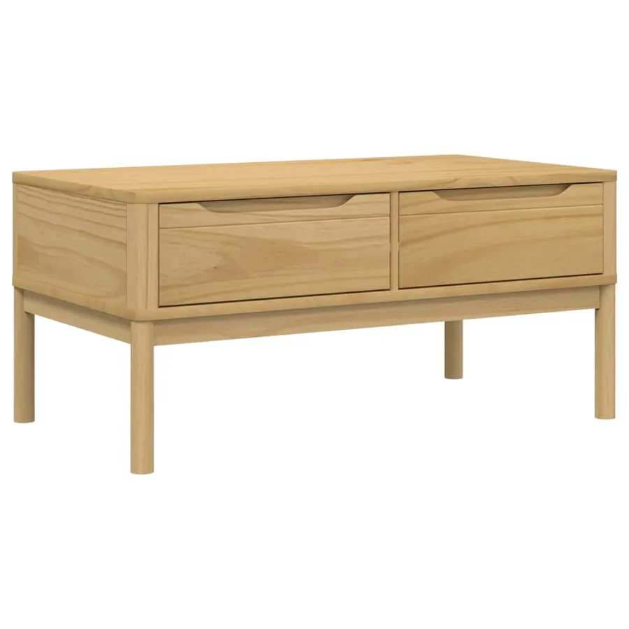 Table basse FLORO cire marron 99x55,5x45 cm bois massif de pin - 2