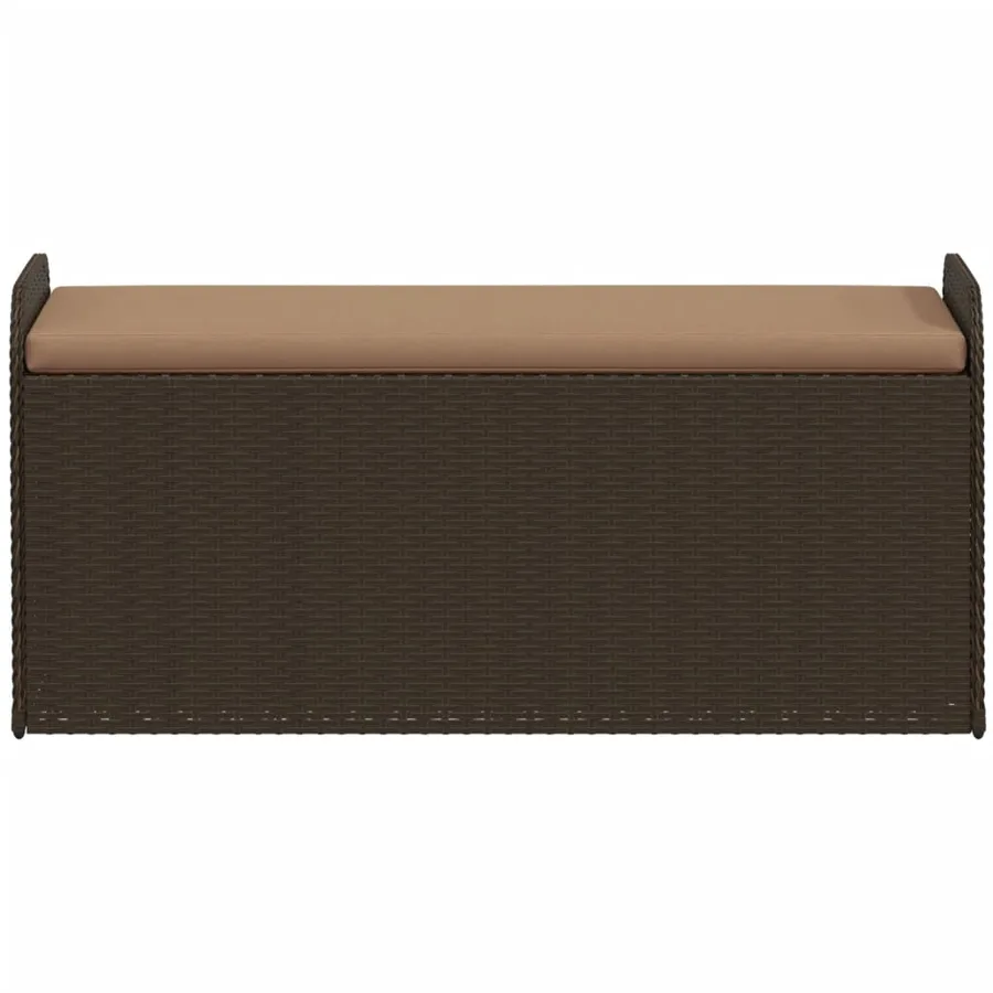 Banc de rangement et coussin marron 115x51x52 cm résine tressée - 4