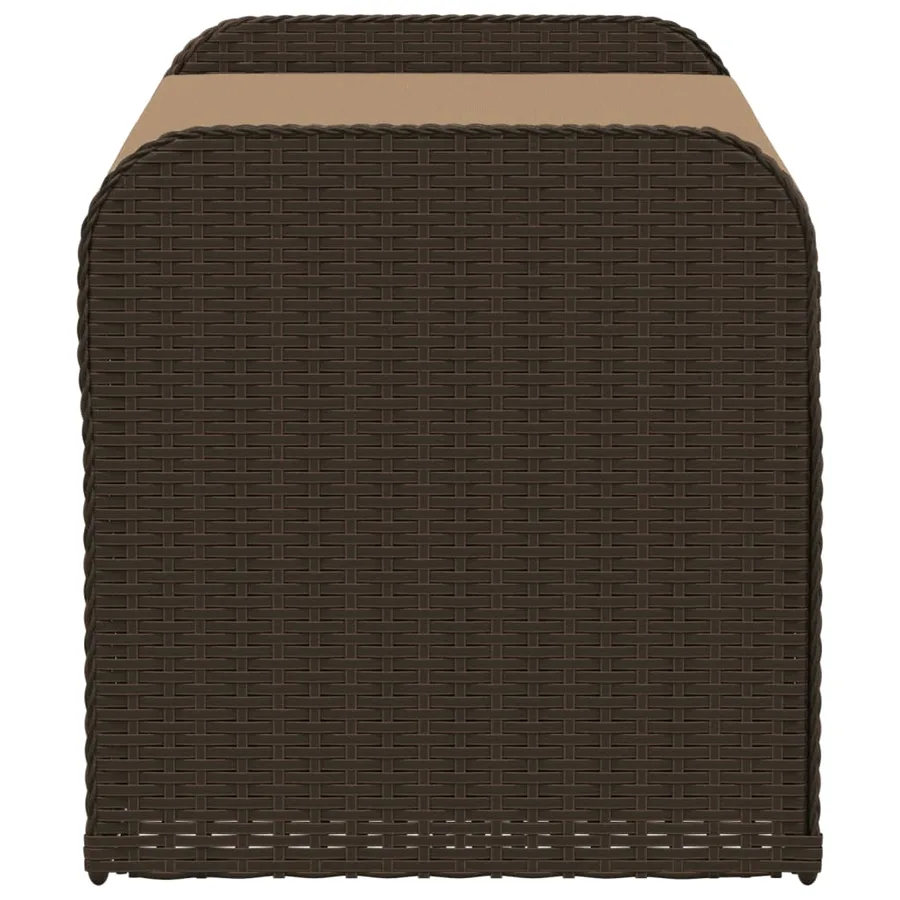 Banc de rangement et coussin marron 115x51x52 cm résine tressée - 5