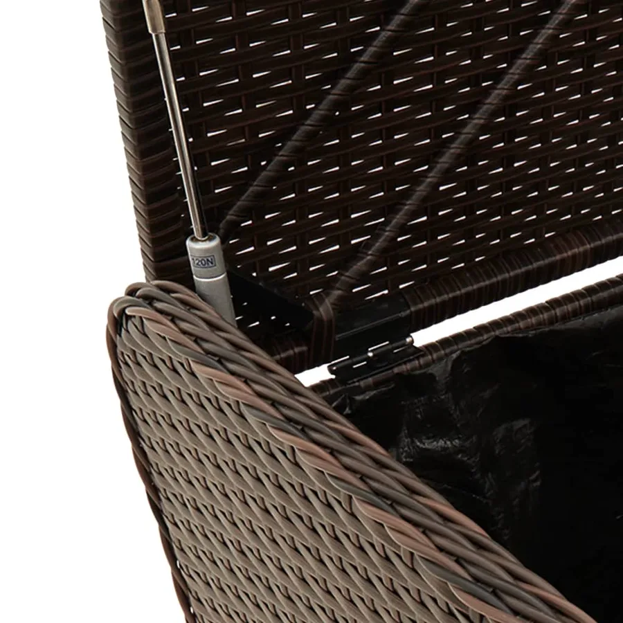 Banc de rangement et coussin marron 115x51x52 cm résine tressée - 8