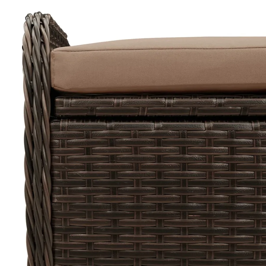 Banc de rangement et coussin marron 115x51x52 cm résine tressée - 9