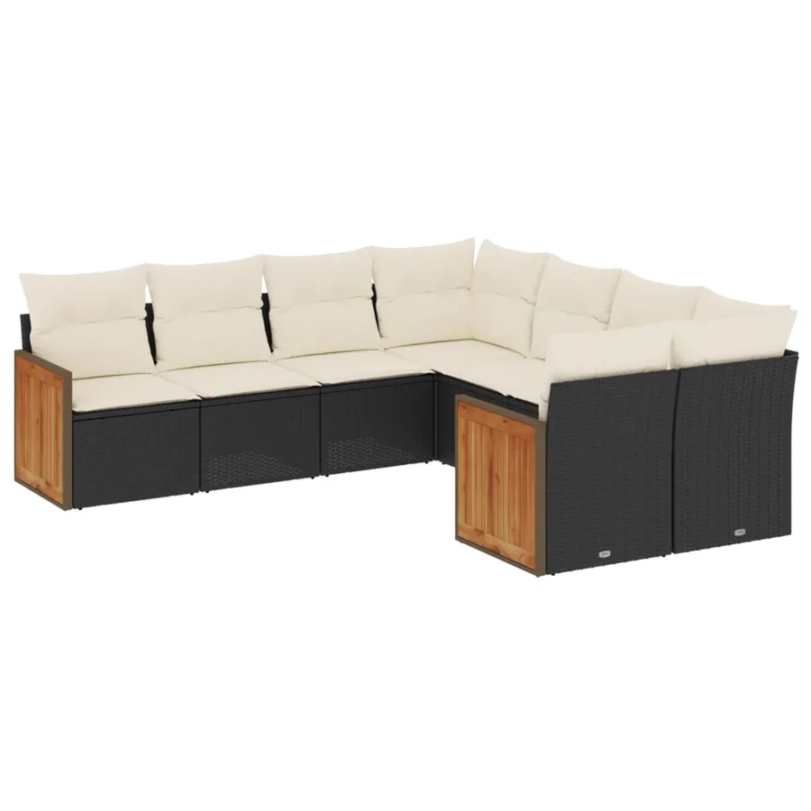 Salon de jardin 8 pcs avec coussins noir résine tressée - 2