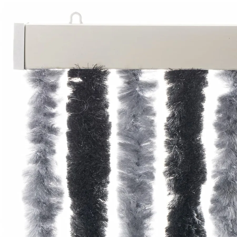 Rideau anti-mouches gris et noir 90x200 cm chenille - 4