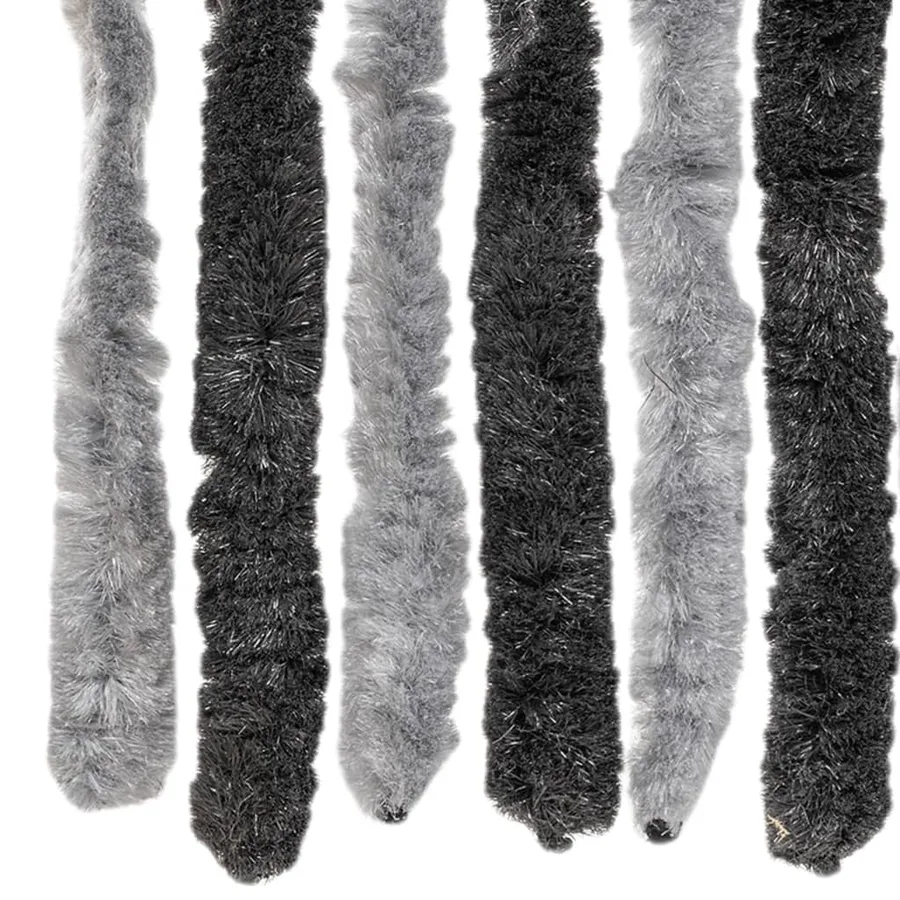 Rideau anti-mouches gris et noir 90x200 cm chenille - 5