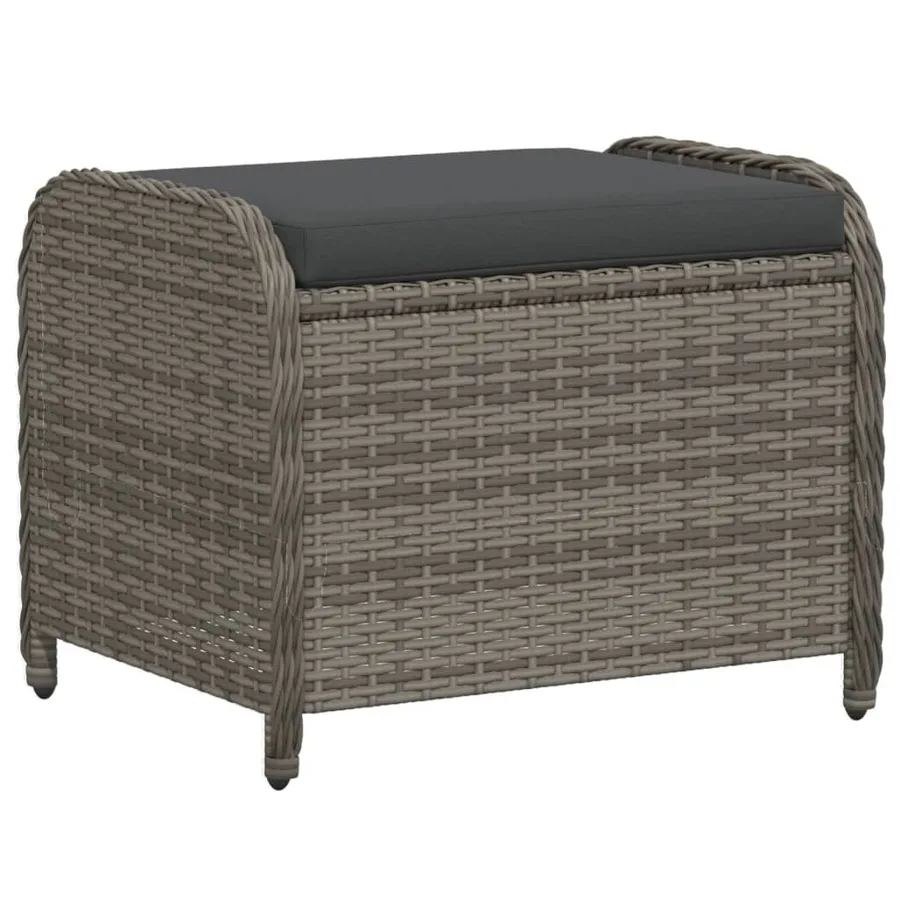 Tabouret de jardin avec coussin gris 58x46x46 cm résine tressée - 2