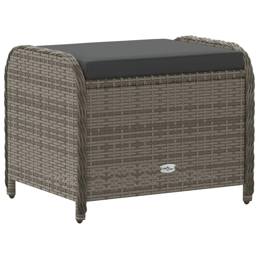Tabouret de jardin avec coussin gris 58x46x46 cm résine tressée - 6