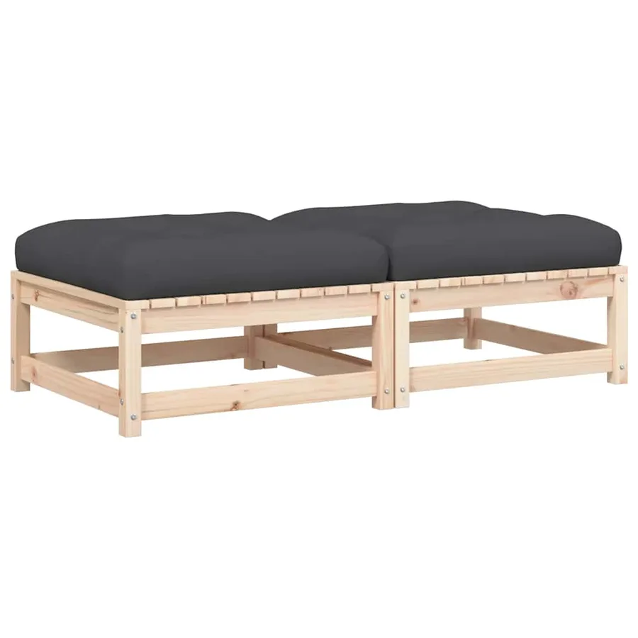 Repose-pieds de jardin avec coussins lot de 2 bois pin massif - 2