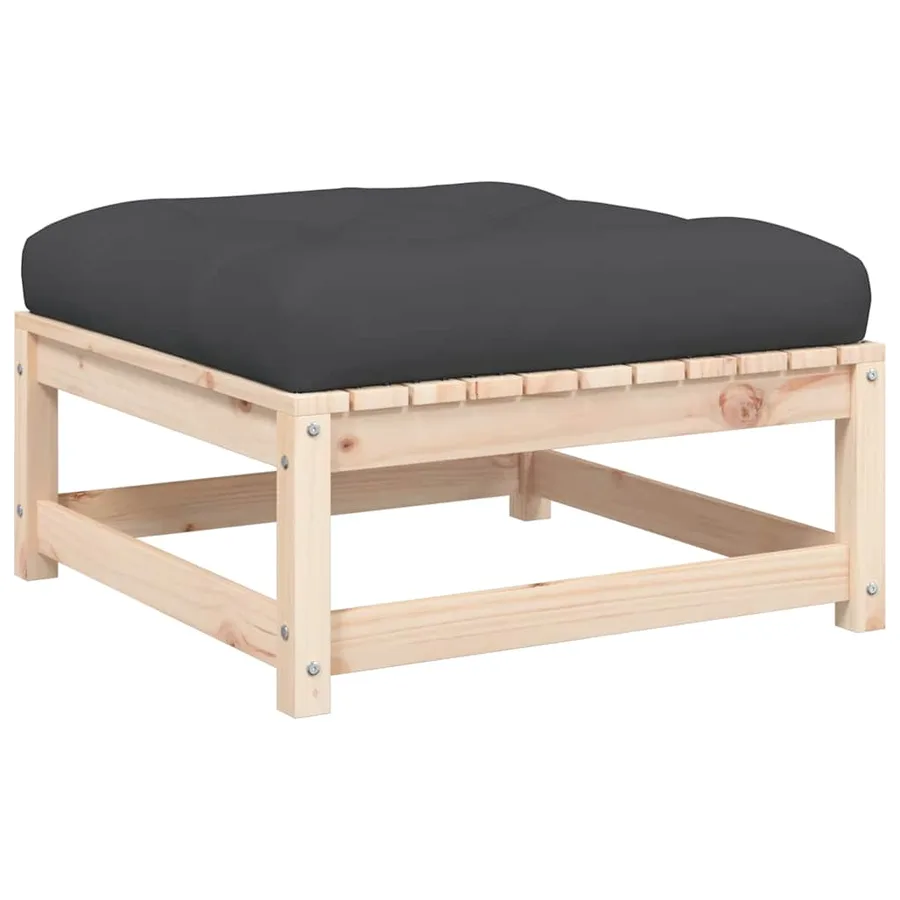 Repose-pieds de jardin avec coussins lot de 2 bois pin massif - 5