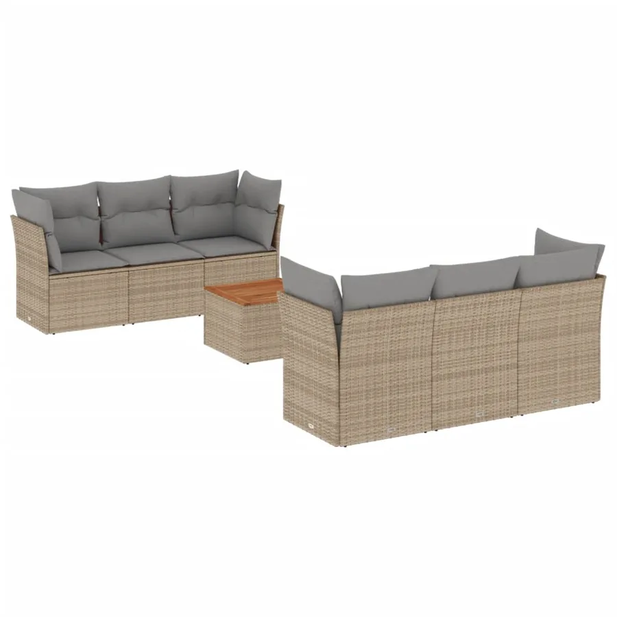 Salon de jardin avec coussins 7pcs mélange beige résine tressée - 2