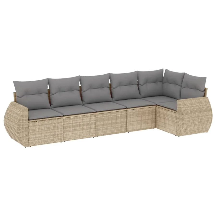 Salon de jardin avec coussins 6 pcs beige résine tressée - 2