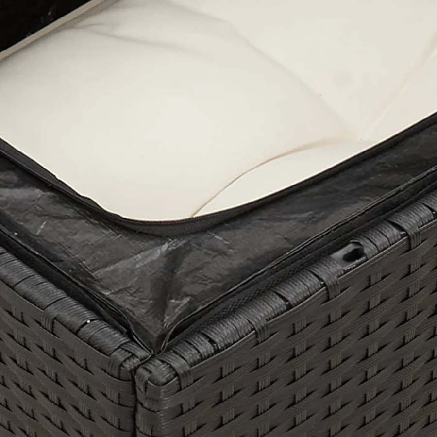 Salon de jardin 6 pcs avec coussins noir résine tressée - 7