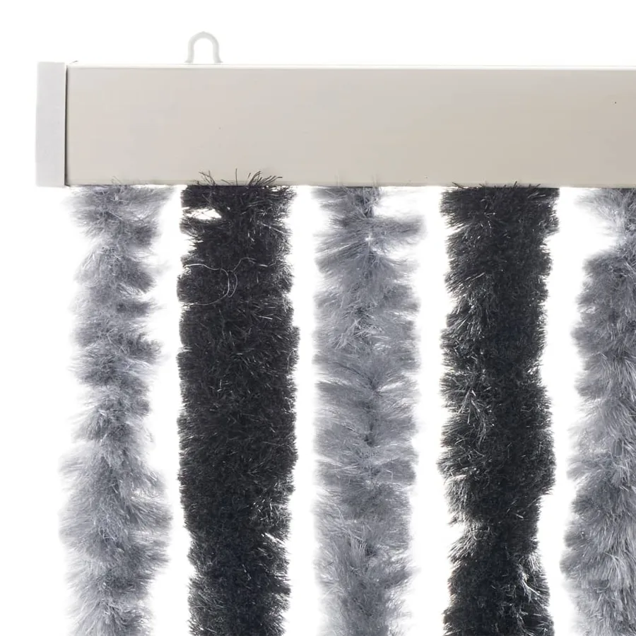 Rideau anti-mouches gris et noir 100x230 cm chenille - 4