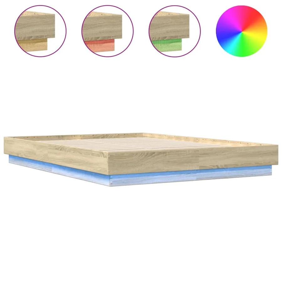 Cadre de lit avec LED sans matelas chêne sonoma 120x200 cm - 2