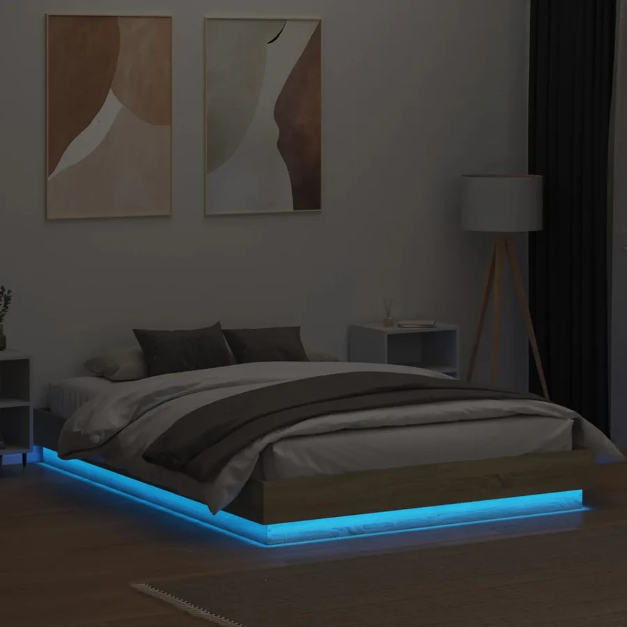 Cadre de lit avec LED sans matelas chêne sonoma 120x200 cm - 4