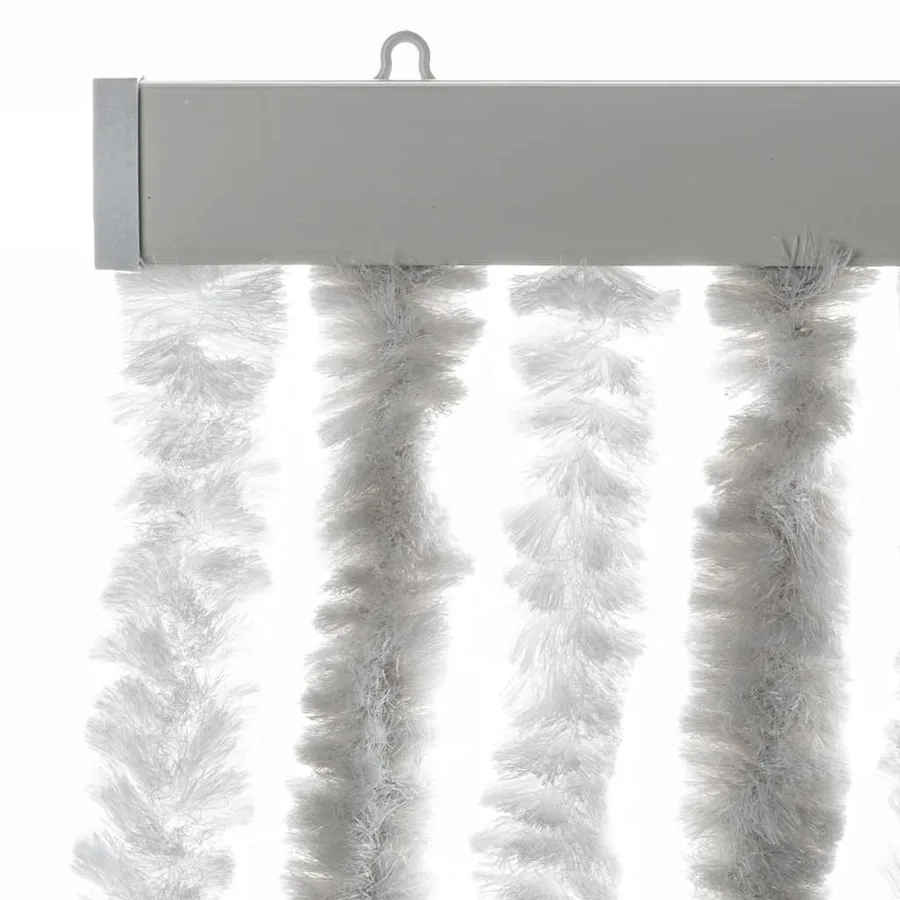 Rideau anti-mouches gris clair et blanc 56x200 cm chenille - 4