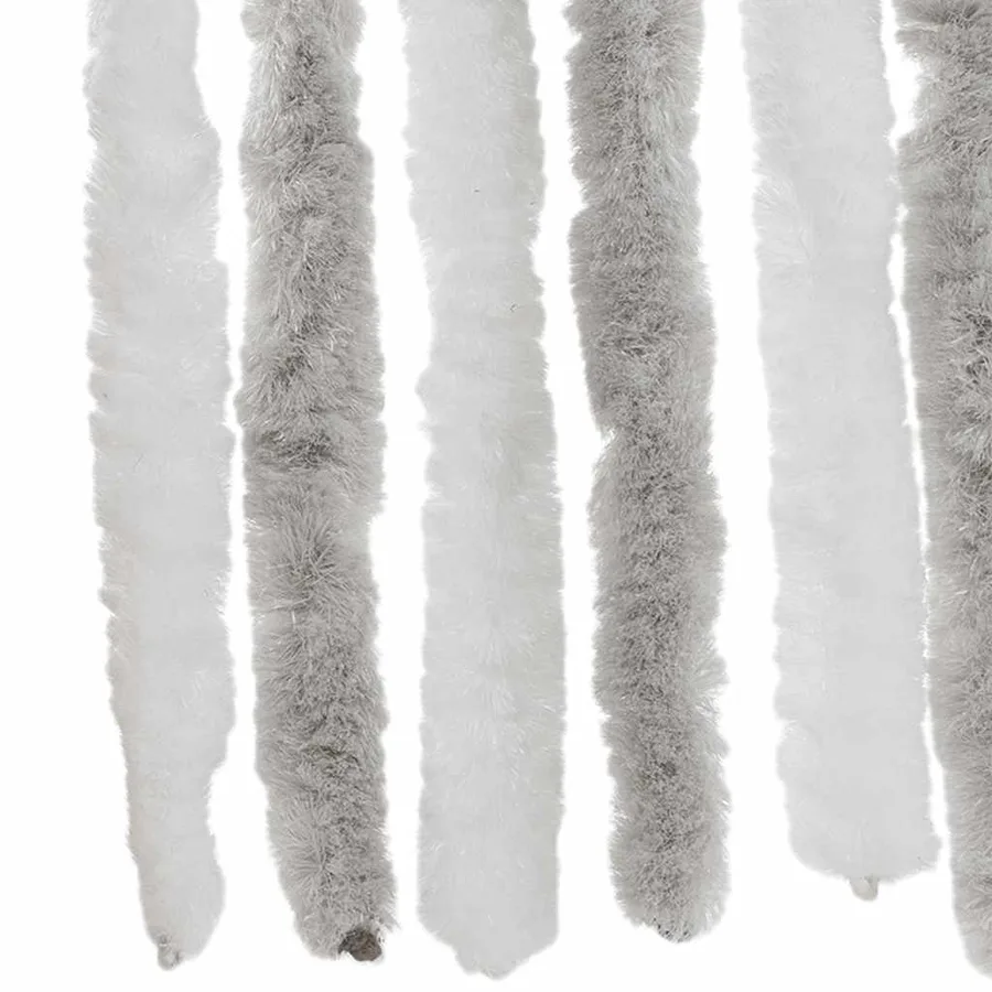 Rideau anti-mouches gris clair et blanc 56x200 cm chenille - 5