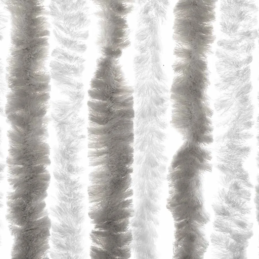 Rideau anti-mouches gris clair et blanc 56x200 cm chenille - 6