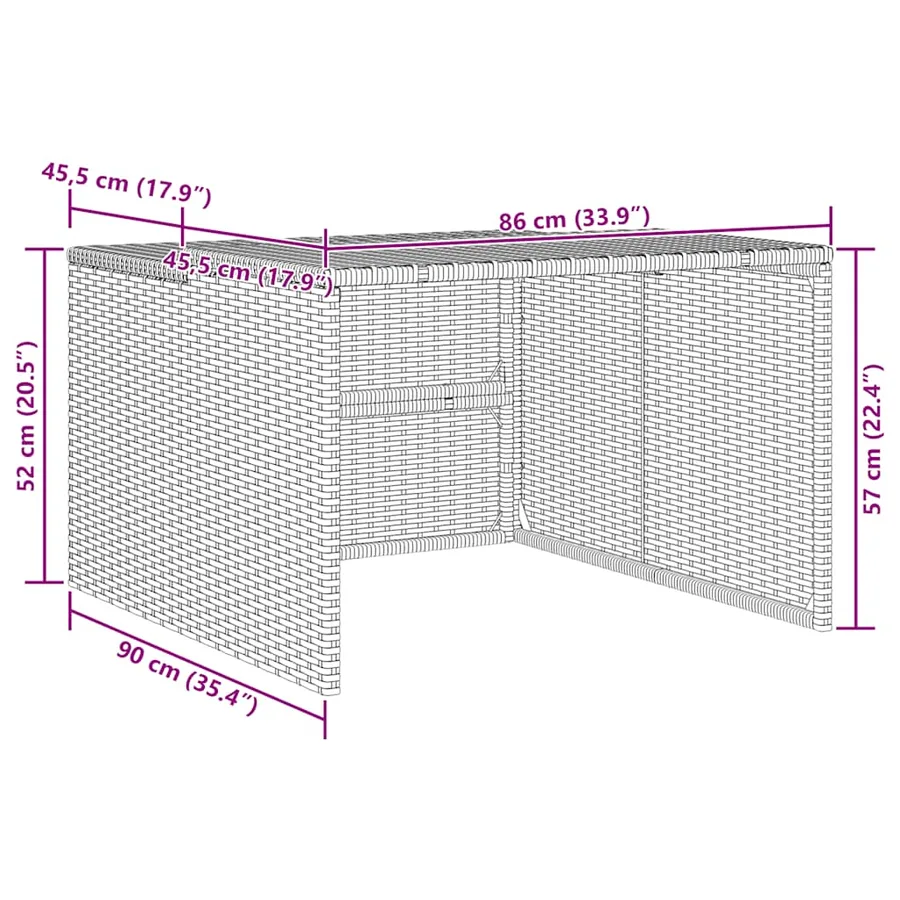 Garage pour robot tondeuse marron 86x90x52/57 cm résine tressée - 10