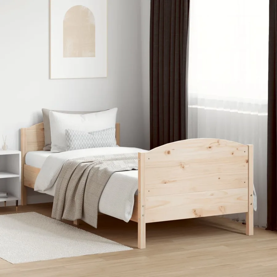 Cadre de lit sans matelas 75x190 cm bois de pin massif - 3