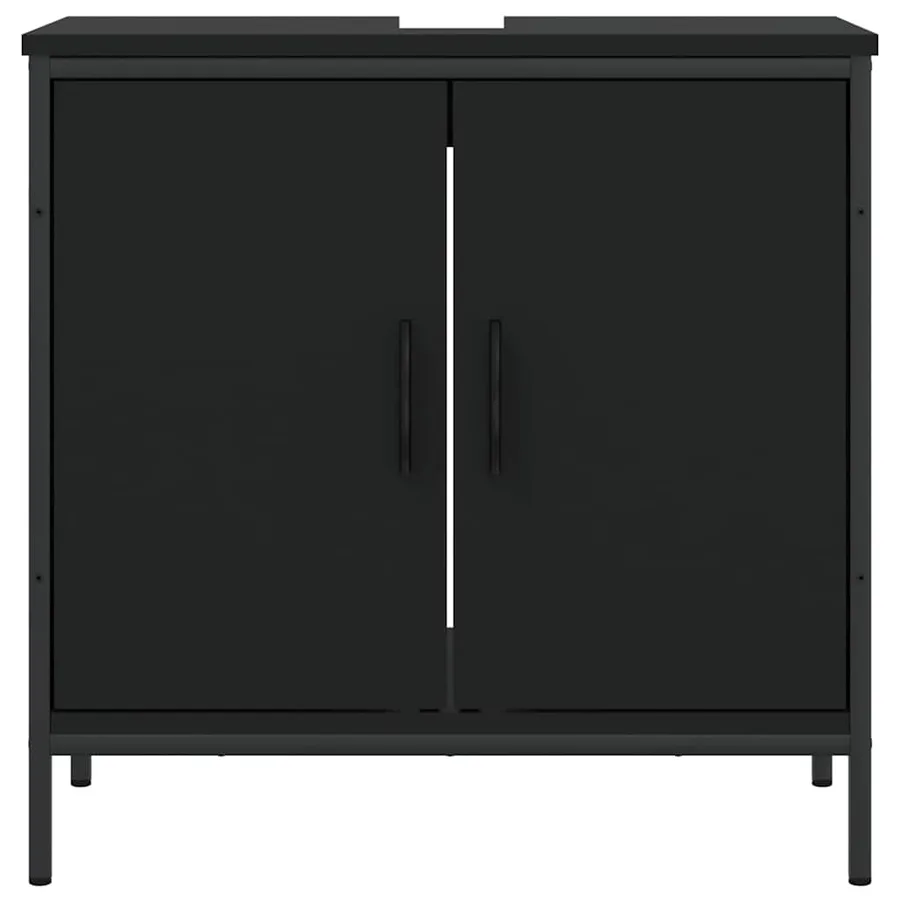 Armoire lavabo de salle de bain noir 60x30x60 cm - 4