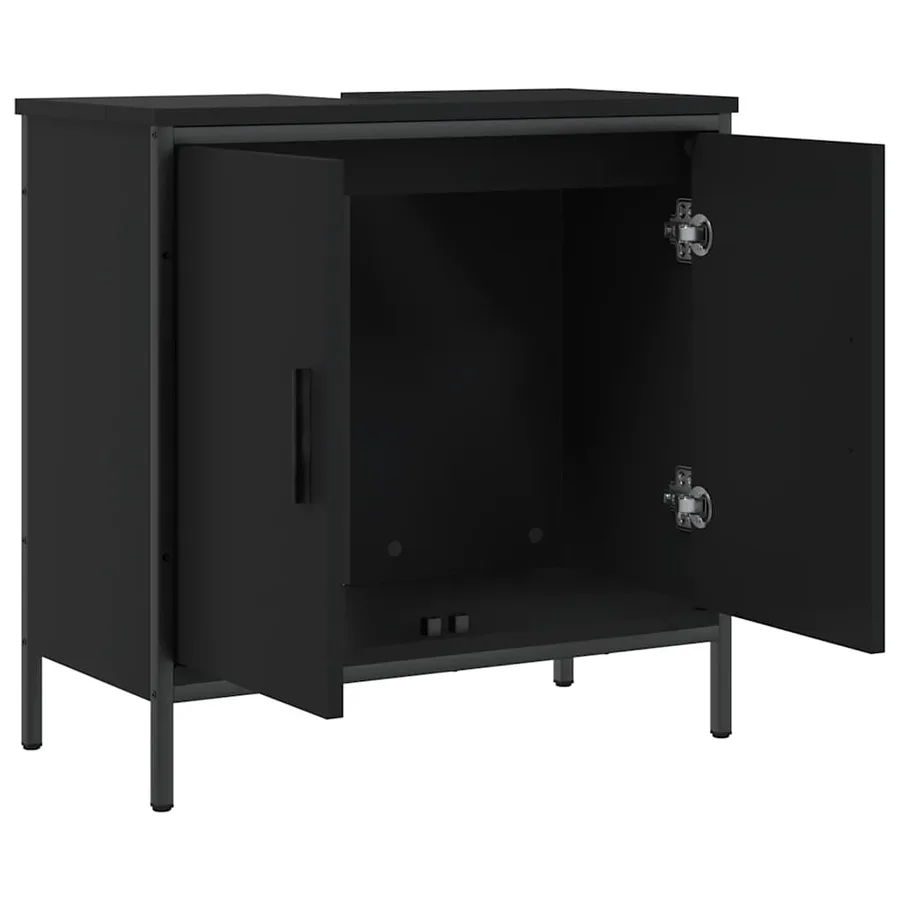 Armoire lavabo de salle de bain noir 60x30x60 cm - 5